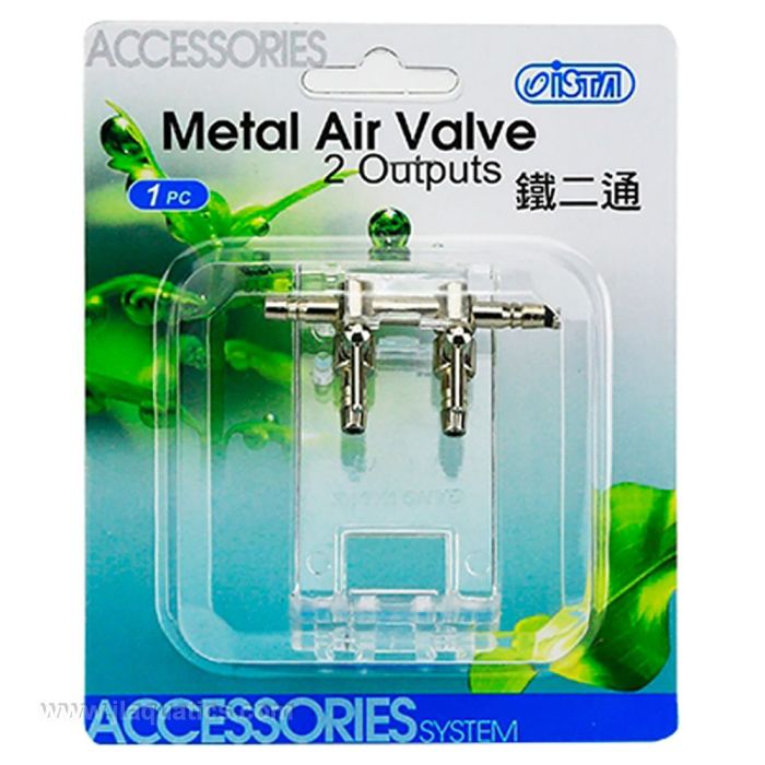 Ista Metal Air Valve with 2 outputs for airlines and CO2 in planted aquariums.